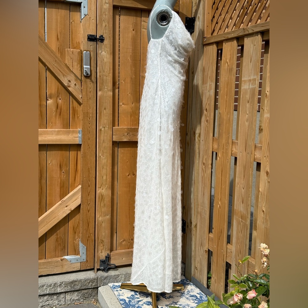 🆕 RAT & BOA 🧿 NWOT Evangeline Ivory Glistening Paillettes & Sequins Dress Sz L - Picture 9 of 17